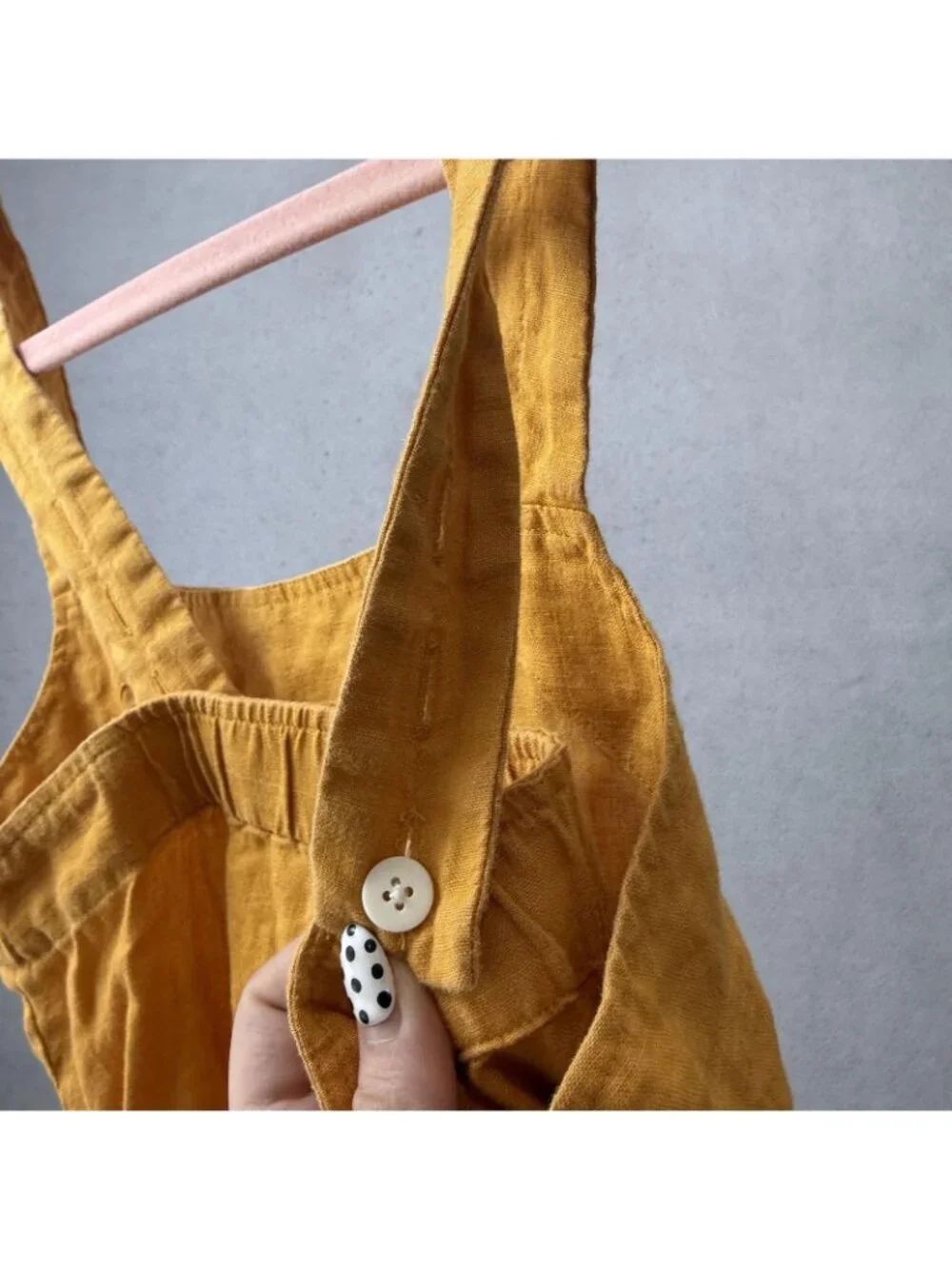 Everlane Jumpsuit Womens 00P Yellow Linen Square Neck Adjustable Straps Casual